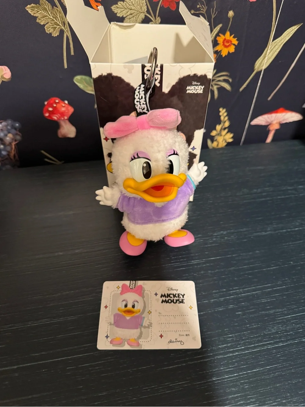 Disney Daisy Duck Plush Keychain - White, Pink & Purple
